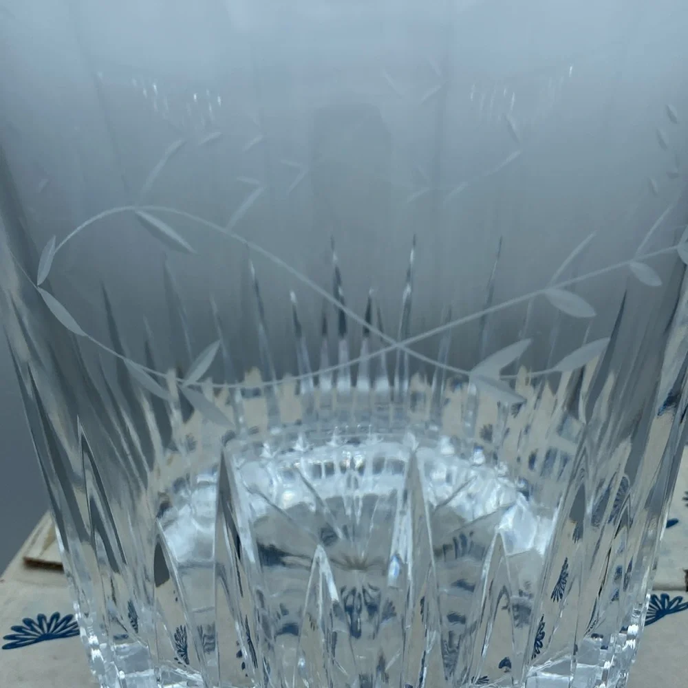 VTG Princess House Highlights 24% lead Crystal Ice bucket w/ tongs & box #863